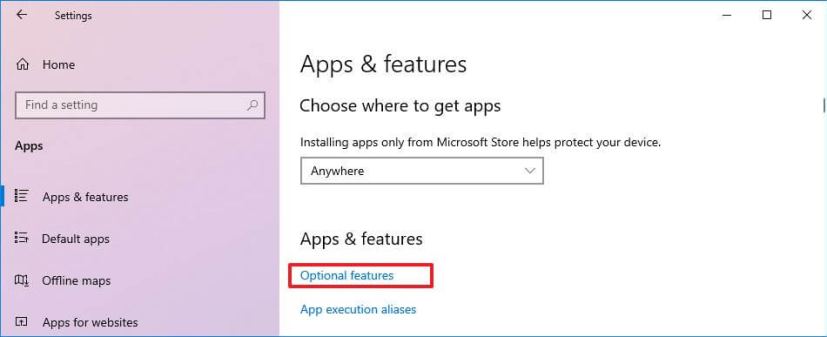 Windows 10 Optional features