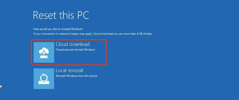 Cloud download and Local reinstall options
